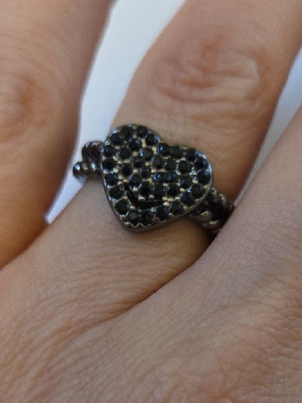 Black Pave Heart Ring - Women Jewelry Size 6 Promise Ring